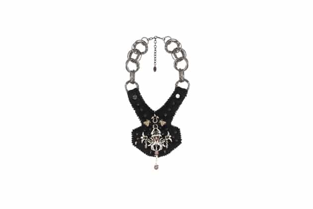 necklace with black embroidered breastplate by on aura tout vu