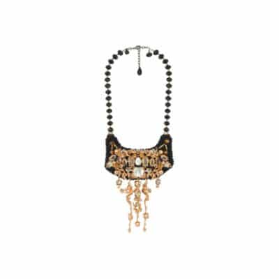 necklace collier plastron or rose et noir nacre par on aura tout vu