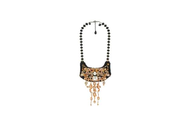 necklace collier plastron or rose et noir nacre par on aura tout vu