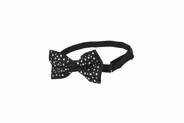 Black COLLINS bow tie with white rhinestones
