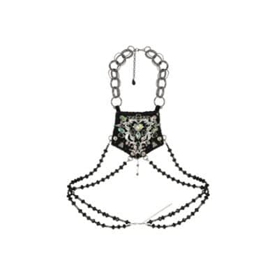 Harness breastplate CORY embroidered with black pearls and rhinestones by on aura tout vu