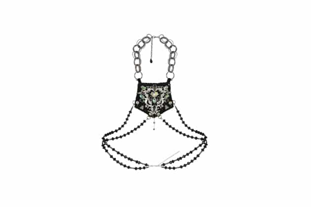 Harness breastplate CORY embroidered with black pearls and rhinestones by on aura tout vu