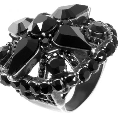 Bague KELLY en cristal noir