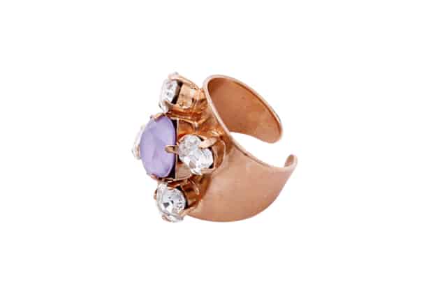 Bague BRITTA ornée de cristaux blancs et lilas – Image 2