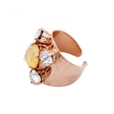Cocktail ring with yellow square crystals by on aura tout vu