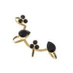 Bague quatre doigts MIRANDA en métal doré orné de cristaux noirs – Image 2