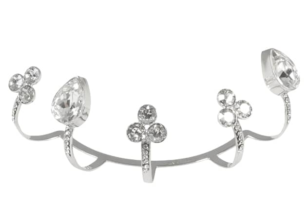 Bague cinq doigts MEDUSA en métal argenté orné de cristaux blancs – Image 3