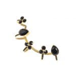 Bague cinq doigts MEDUSA en métal doré orné de cristaux noirs – Image 2