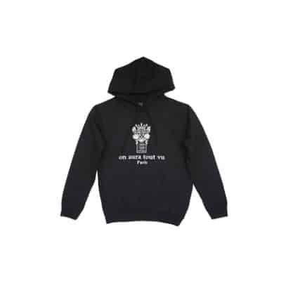 sweat shirt noir a capuche on aura tout vu