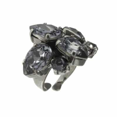 bague cristaux silver night gris metal noir on aura tout vu