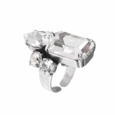 bague cristaux blanc goute et rectangle on aura tout vu