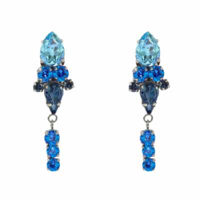 Pires blue crystals and black metal broloque earrings on aura toutvu