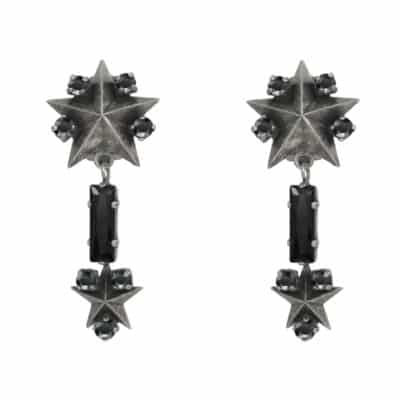 black crystal and star earrings baguette princesse bijoux on aura tout vu