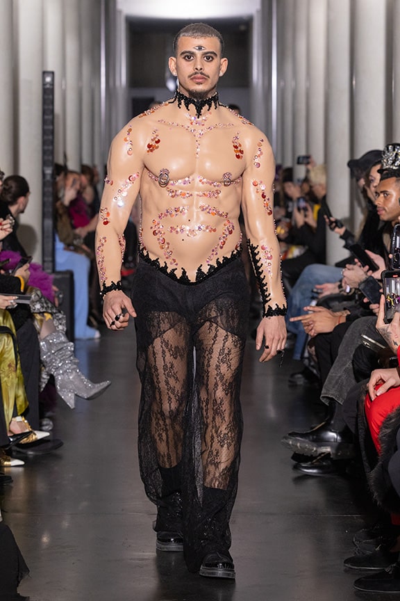 Lace pants body illusion by on aura tout vu couture 2024 illusions collection haute couture fashion week paris