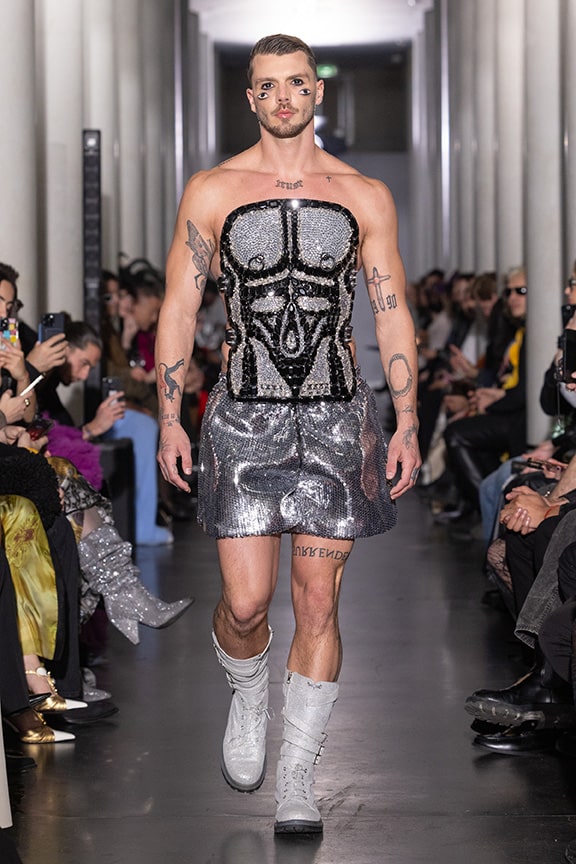 on aura tout vu couture 2024 illusions mens short and cristal body collection haute couture fashion week paris