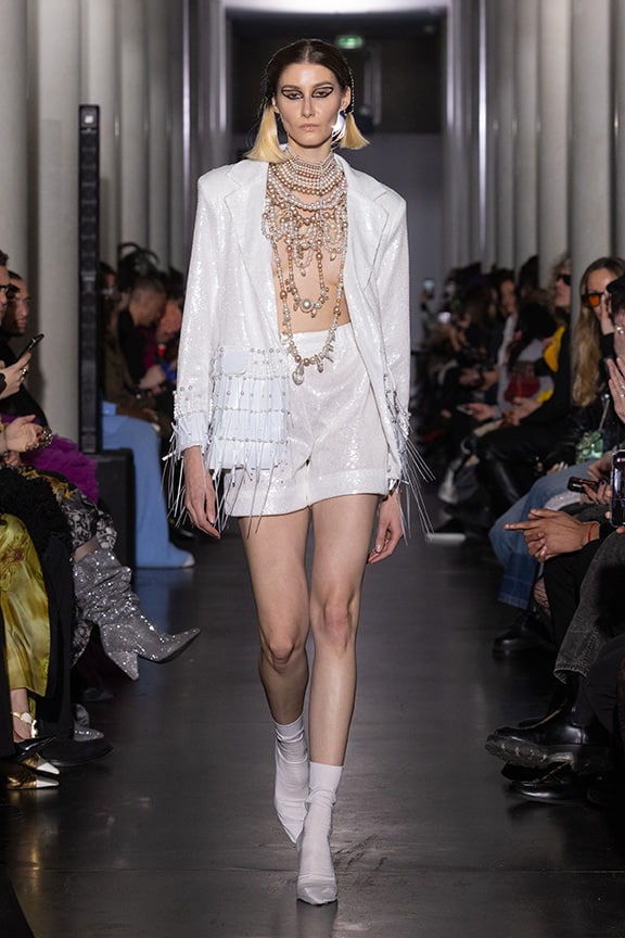 White jacket on aura tout vu couture 2024 illusions collection haute couture fashion week paris