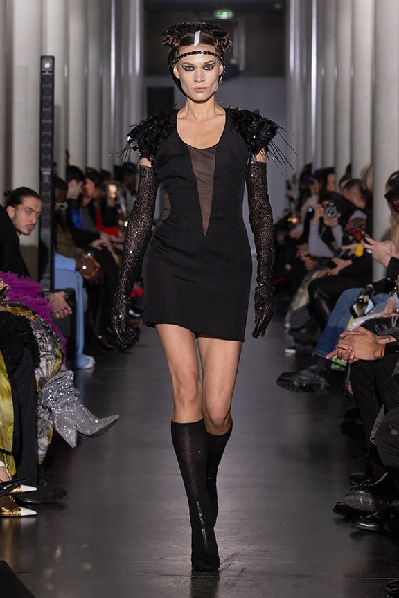 little black dress by on aura tout vu couture 2024 illusions collection haute couture fashion week paris
