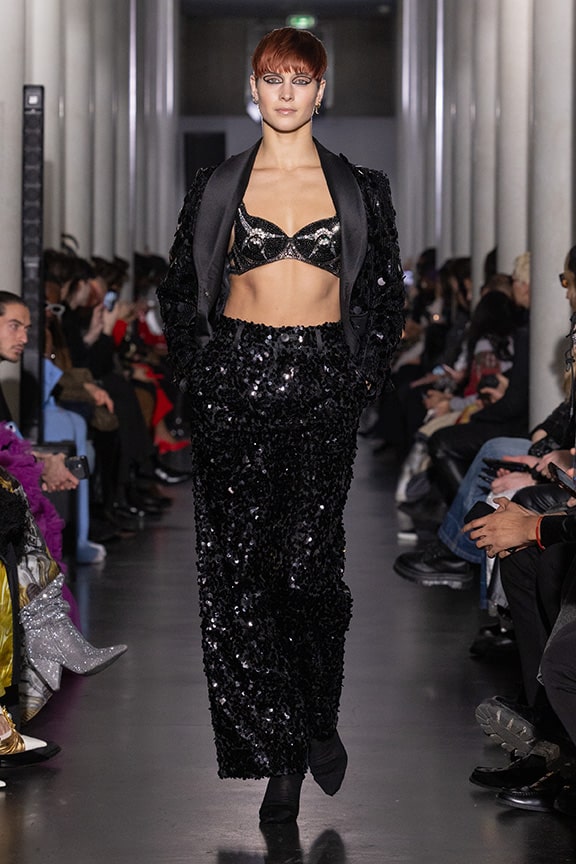 Black tuxedo bras by on aura tout vu couture 2024 illusions collection haute couture fashion week paris