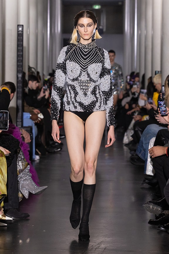 embroidered body illusion jacket by on aura tout vu couture 2024 illusions collection haute couture fashion week paris