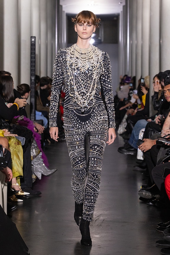 Cristals embroidered juimpsuit by on aura tout vu couture 2024 illusions collection haute couture fashion week paris