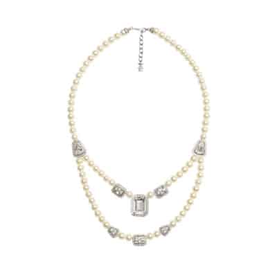 double strand pearl and crystal necklace moulin rouge by on aura tout vu