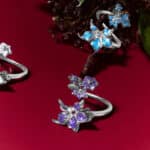 Bague réglable Dila fleurs Datura et cristaux blanches – Image 8
