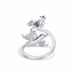 Bague réglable Dila fleurs Datura et cristaux violettes – Image 2