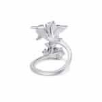 Bague réglable Dila fleurs Datura et cristaux blanches – Image 4