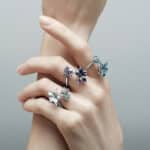 Bague réglable Dila fleurs Datura et cristaux blanches – Image 9