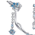 Manchette d'oreille Damien cristaux et fleurs datura blues – Image 2