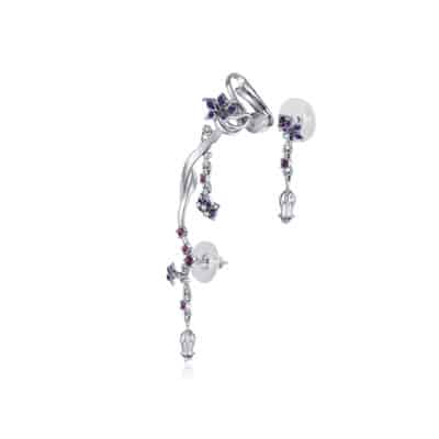 Manchette d'oreille Damien cristaux et fleurs datura vertes zhang zhehan x on aura tout vu