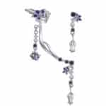 Manchette d'oreille Damien cristaux et fleurs Datura violettes – Image 6