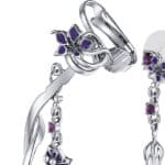Manchette d'oreille Damien cristaux et fleurs Datura violettes – Image 7