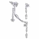 Manchette d'oreille Damien cristaux et fleurs Datura blanches – Image 5