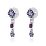 Boucles d'oreilles Diego cristaux et fleurs Datura violettes – Image 2