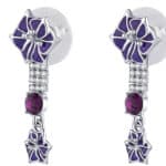Boucles d'oreilles Diego cristaux et fleurs Datura violettes – Image 4