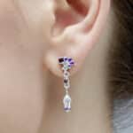 Manchette d'oreille Damien cristaux et fleurs Datura violettes – Image 9