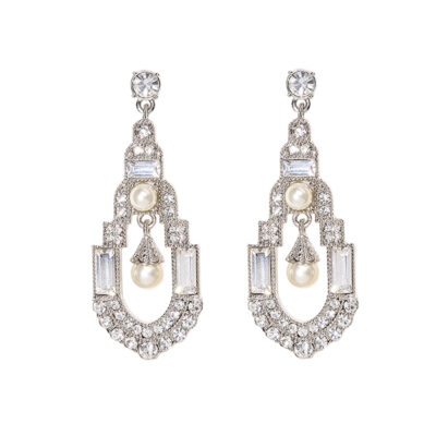 Boucles d oreilles articlées en perles encrées et cristaux collection moulin rouge by on aura tout vu