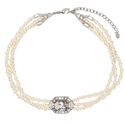 Collier choker en perles nacrées et cristaux facettées collection muse moulin rouge by on aura tout vu