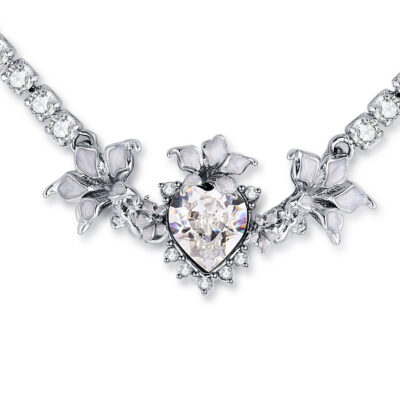 Bracelet pour femme en forme de cœur avec strass et fleurs datura réglable de EHz-Z x On Aura Tout Vu