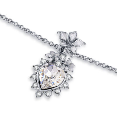 collier pour femme en forme de cœur avec strass et fleurs datura de EHz-Z x On Aura Tout Vu