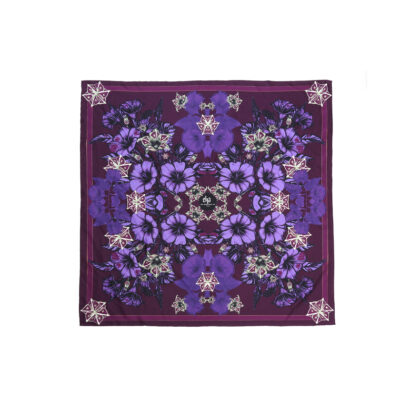 datura zhang- hehan by on aura tout vu silk scarf purple