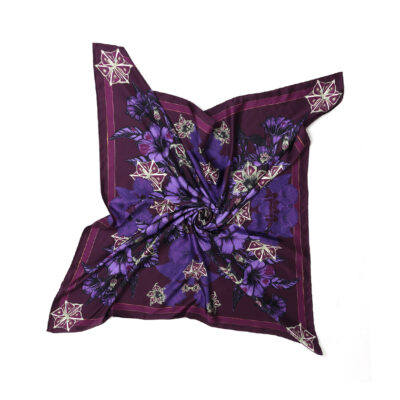 datura zhang- hehan by on aura tout vu silk scarf purple